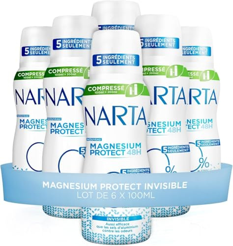 Narta - Deodorant, komprimiertes Spray – Magnesium Protect Invisible, 6 x 100 ml