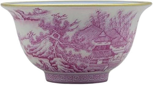 Ancien bol en porcelaine, Bol de riz en porcelaine de Style palais ancien chinois, 9.5cm 3,7 pouces, tasse à main à pression d'eau de montagne rouge en Agate, Collection en porcelaine