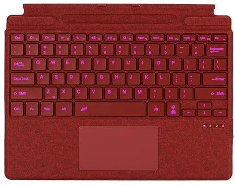 Type Cover for Microsoft Surface Pro 8 Pro 9 Pro 10/ Pro X Pro 11 Generation, Portable Slim Wireless Keyboard with Touchpad Tablet Keyboard (Poppy Red, Backlit)