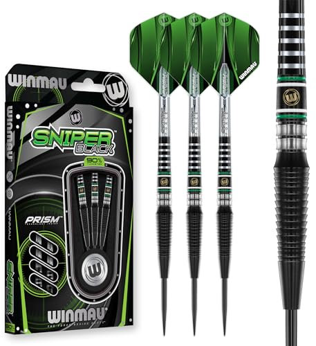 WINMAU Sniper Black 24g - Professional 90% Wolfram-Dartpfeile-Set mit Dart Flüge und Dart Schäften
