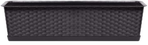 Fioriera da balcone, 69 x 17 x 15 cm, con sottovaso, in effetto rattan, durevole e resistente alle intemperie, per davanzale, terrazza e interni, vaso elegante