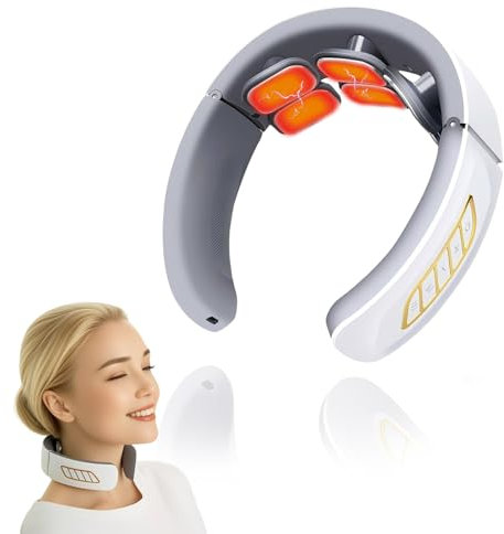 Nackenmassagegerät,6 Kopf Intelligentes Nackenmassagegerät mit 42°C Wärmetherapie, 3 Modi 9 Intensitätsstufen Kabellos Tragbares Elektrisches Massagegerät für Zuhause Büro Reise (grau)