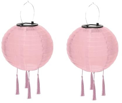 Solar Lampions Außen Wetterfest, Nylon Hänge Laterne (30cm/2pcs/Rosa)