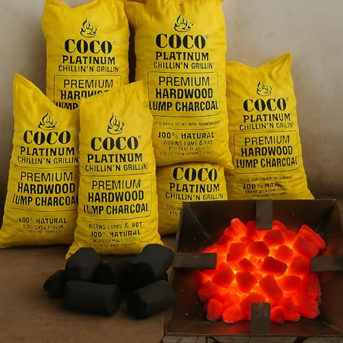 Coco Platinum Premium Hardwood Lump Charcoal – 100% Natural BBQ Fuel for Grilling 45LB