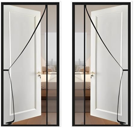 Zanzariera Magnetica in Vetroresina - Apertura laterale con Maglia Fine e Magnete Potente per Porte e Finestre Nero 100x230cm