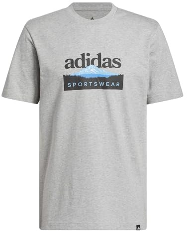 adidas Men's Sportsman Mountain Graphic T-Shirt, medium Grey Heather, XL