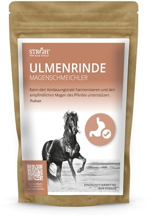 STRÖH Ulmenrinde Pulver für Pferde - Magenschmeichler - 300g | Für empfindliche Pferdemägen - Natürliche Unterstützung für Magen & Darm - Schonend getrocknet & gemahlen - Ohne Zusätze