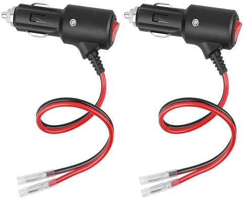 Dongge 2 Stück Zigarettenanzünderstecker mit Schalter Verlängerungskabel 12-24v Universalstecker mit 14awg Kabel 30cm 20A für DC Stromanschluss in Autos Booten etc. (2)