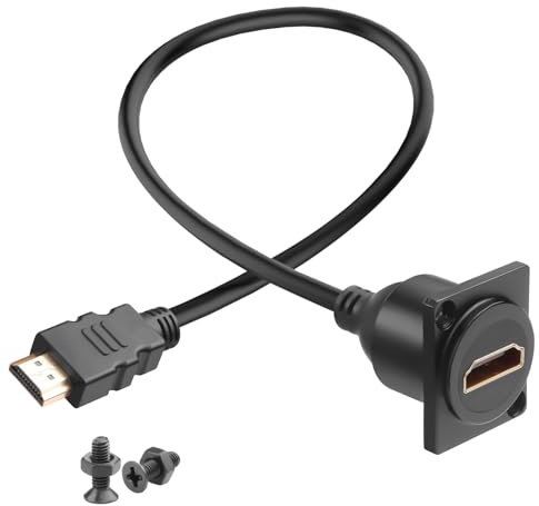 QIANRENON Adattatore HDMI 2.0 per pannello di montaggio HD, cavo corto, 4 K a 60 Hz, HDMI 2.0 maschio a femmina, montaggio fisso HDTV, cavo di prolunga XLR/D, 30 cm