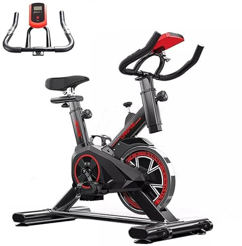 Indoor Exercise Bike with Heart Rate Monitor & LED Display, Silent 5-Groove Belt Drive, Adjustable Seat & Handlebar, 300 lb Capacity, Smooth Stationary Bike for Home Cardio Training