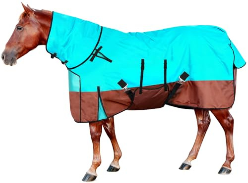 NVAAV 600D Winter-Pferdedecke, wasserdicht, Poly-Pferdedecke, Bauchwickel (200 cm) mit verstellbarem Halsschutz (ohne Füllung), winddichte Abdeckung, geeignet für Scheunen, Ställe, Weiden und Gehege