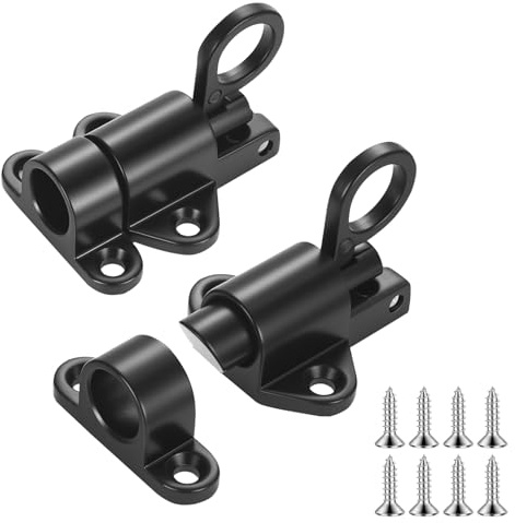 2pcs Pernos de Puerta Automático,Pestillo de Cierre Automático, Pernos de Puerta con Bloqueo pestillos Automáticos,Pestillo Deslizante con Resorte para ventanas, armarios, puertas de madera, negro