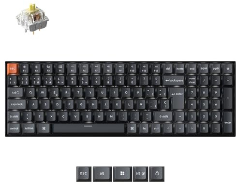 Keychron K4 QMK Teclado Mecánico 96% ISO-ES, Inalámbrico y con Cable, Interruptores Super Banane, Teclas PBT Sublimadas Estilo Cherry, Retroiluminación Blanca, para Mac y Windows – Versión 3
