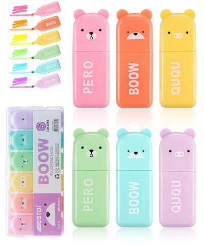 UYRVAPE 6 Stück Mini Textmarker Set, Lustige Textmarker, Highlighter Pen Marker, Aesthetic Marker Stifte Textmarker-Set für Kinder Erwachsene Zeichnung oder Hervorheben