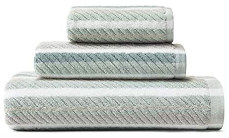 Tommy Bahama - Badetücher Set, hoch saugfähige Baumwolle Badezimmer Dekor, lichtbeständig (Ocean Bay Blue, 3-teilig)