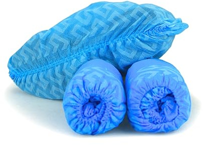 G & F Products Disposable Shoe Covers, Slip-Resistant Booties, Heavy-Duty, Waterproof, Elastic Band, Non-Slip Silicone Sole, Reusable, Protects Floors, Blue, 11 Us Men & 13 Us Women, X-L 100 Pieces