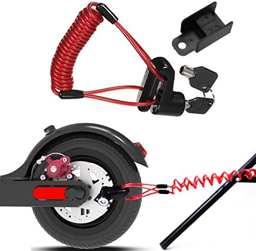 Bremsscheibenschloss,Scooter Stahldraht Schloss,Scheibenbremsenschloss, Diebstahlsicherung Stahldraht Schloss für Xiaomi Mijia M366, Motorrad Fahrrad Räder Schließfach mit Erinnerungsseil (Schwarz)