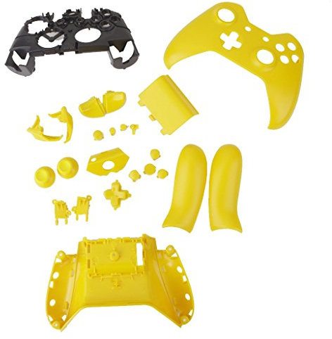 Tenlacum Kit complet de coques pour manette sans fil Microsoft Xbox One avec poignées, capuchons de pouce, protections de pouce, gâchettes, pare-chocs Jaune