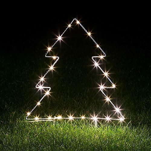 Lights4fun 28er Micro LED Tannenbaum mit Timer warmweiß Batteriebetrieben Außen & Innen