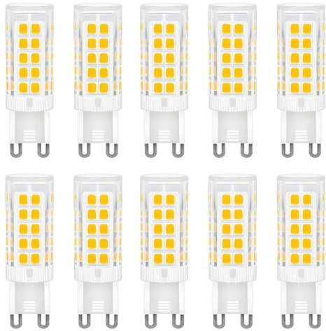 HUAMu G9 LED Lampe 4W, 400LM, Warmweiß 3000K, Ersatz 40W Halogenlampe, Kein Flackern, Nicht Dimmbar, G9 Glühbirnen für Kronleuchter, Deckenleuchten, Wandleuchten, AC 220-240V, 10er Pack