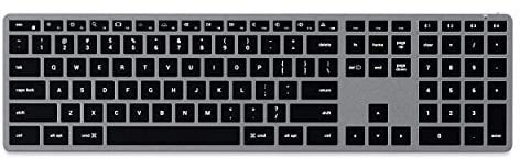 SATECHI Clavier Sans Fil Slim X3 QWERTY Anglais, Clavier Bluetooth avec Pavé Numérique et Rétroéclairé, Multi-Dispositif pour MacBook Pro/Air et Mini, iPad Pro/Air, iMac et Plus – Gris, Disposition US