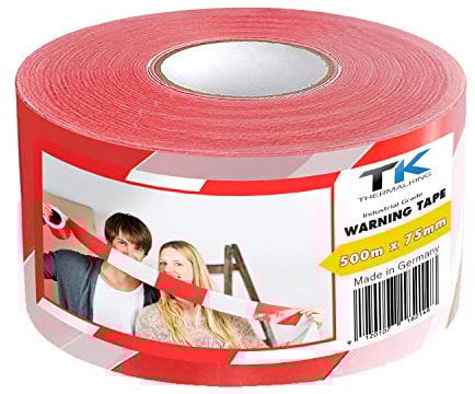 Rubalise rouge et blanc de balisage 500 m - Ruban de chantier - Bande de signalisation, Non-adhésif (5 rouleaux de 100 m)