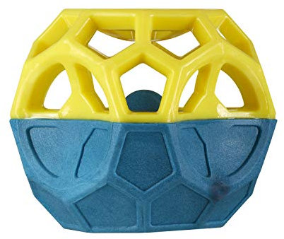 PetLove Nuzzle Puzzle Cube, Interactive, Dual Textured, Enrichment, Foraging Dog Treat Toy with Squeaker, Fill with Treats, Paste and Food, Yellow/Blue