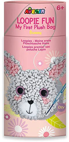Avenir 6301750 Nähset, Plüschtasche in Schlaufen-Optik, Motiv Hase, Häkeln, Bastelset für Kinder, Kreativ-Set, ab 6 Jahren