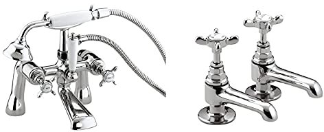 Bristan N BSM C CD 1901 Pillar Bath Shower Mixer - Chrome & N 1/2 C CD 1901 Basin Pillar Taps, Chrome