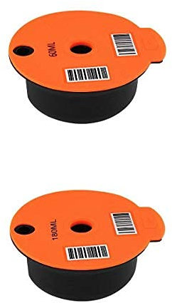 Nachfüllbare wiederverwendbare Kunststoff-Kaffeekapselbecher für Bosch Tassimo, Zuhause, Büro, Café (180 ml + 180 ml)