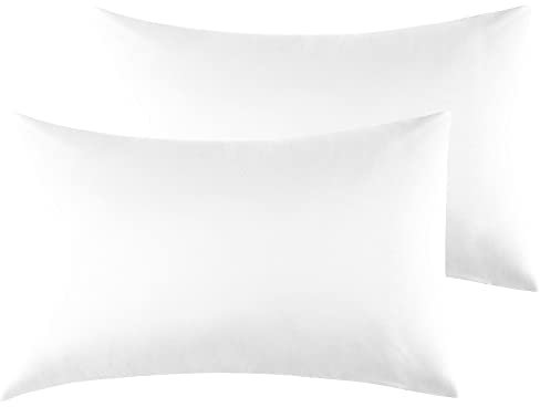 Federe Cuscini Letto Matrimoniale 50 x 80 cm,Coppia Federe in Microfibra Chiusura a Busta - Bianco