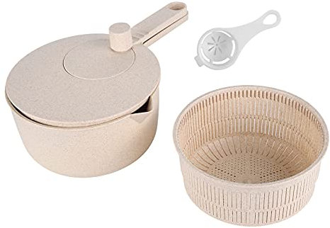 Centrifuga per insalata, scolafrutta manuale per uso alimentare Beige per sala da pranzo per la cucina di casa(Beige)