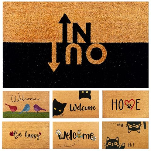 AMARU DOOR MATS Fußmatte Kokosfaser In-Out - 70x40cm - Willkommens Fussmatte mit Antirutsch PVC & Kokos Oberfläche - für Hauseingänge, Flure, Außentüren, Wohnaccessoires - Schlichtes Originaldesign