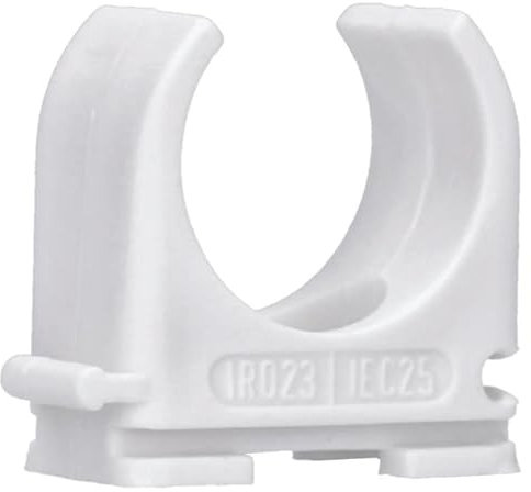 100 Stück M25 Rohr-Klemmschellen PP Kunststoff M16-M50 16mm bis 50mm für Stangenrohr Isorohr Leerrohr anreihbar zum Festschrauben Weiß Voxura