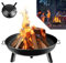 LZQ Feuerschalen für den Garten Feuerstelle Ø 80 cm, Rund Feuerkorb für Heizung/BBQ Grill, Feuerwanne mit Beine Anti-Rost Lackiert für Camping Gartenfeuer Wärmestelle