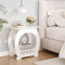 Dripex 2-Tier Side End Table with Storage Shelf Basket, White Small Bedside Table, Slim Arch Narrow Nightstand Small Spaces for Living Room, Bedroom, Bathroom, Balcony