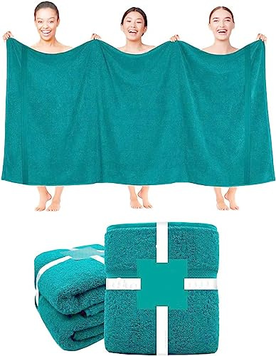 Textile Do 2 X Super Jumbo Charcoal Bath Sheets (100 x 200 cm) 100% Egyptian Cotton Extra Large Bath Sheet Towels Body Wrap Beach Towels (Teal, 2)