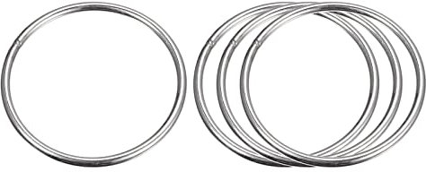 sourcing map 4 Stück O Ringe Edelstahl 304 Metallringe, 90 mm Außendurchm. 5 mm Dicke Geschweißter O-Ring für Befestigung Schrauben Haken Campinggürtel Hundeleinen Taschen Paracord Zubehör