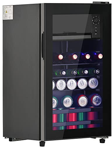 kubeier Mini frigo Réfrigérateur à Boissons, Petit réfrigérateur pour Champagne, Mini réfrigérateur 76L, avec Porte vitrée et éclairage intérieur, étagères réglables, éclairage intérieur Bleu