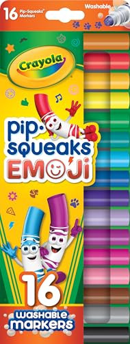 Crayola Emoji Pip Squeaks waschbare Marker (16 ct), Kleinkind-Mini-Stempel-Marker-Set, Malzubehör für Kleinkinder, Geschenk für Kinder