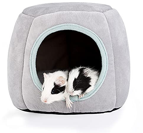 ONEJU Meerschweinchen Haus, Meerschweinchen Bett, Kaninchenbett, Kaninchen Haus, ideales Zubehoer für kleine Haustiere, Grau