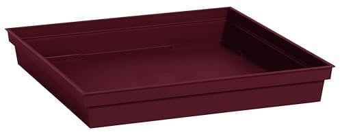 EDA - Soucoupe Carrée Toscane 32,6 cm - pour Pots de Fleur Carrés Toscane réf 13627-13628 - 13635 et 13639-32,6 x 32,6 x H.4,9 cm - Rouge Bourgogne