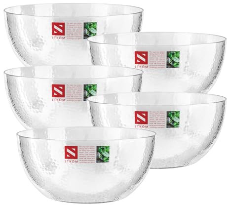 HOMESHOPA Serving Bowls, 5 Pack 140 oz Clear Plastic Mixing Bowls, Reusable Lightweight Durable Popcorn Salad Bowls, Round Multi-Use Kitchen Cooking Bowl Set for Party, Picnic, Outdoor Dining