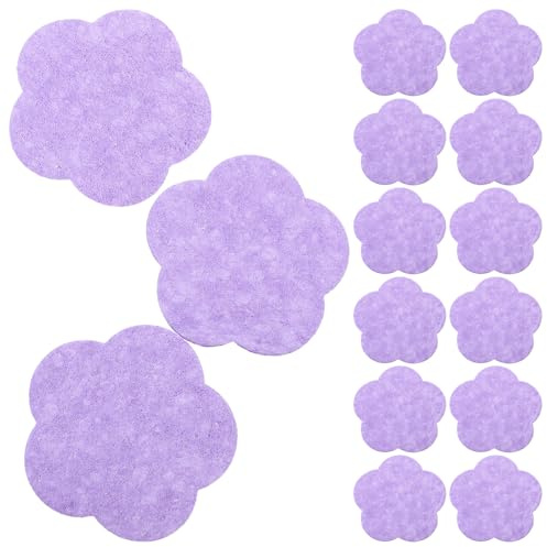 Komprimierte Violette Gesichtsreinigungsschwämme Blumenförmig | Holzstoff, Saugfähig und Leicht, für Zuhause und Unterwegs, Komprimiert, 50 Stück Packung