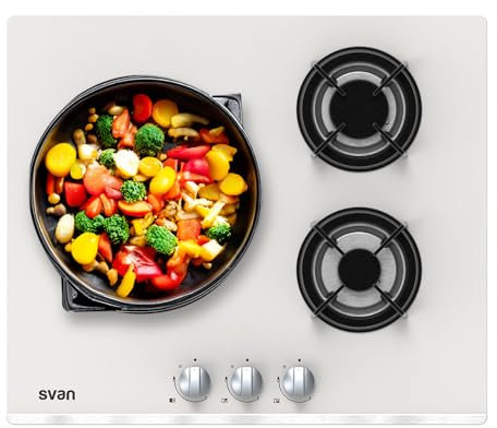 PLACA CRISTALGAS SVAN SGW3600B BLANCA 3/FUEGOS GAS BUTANO WOK 60/CMS. KIT GAS FORJA 6050/W
