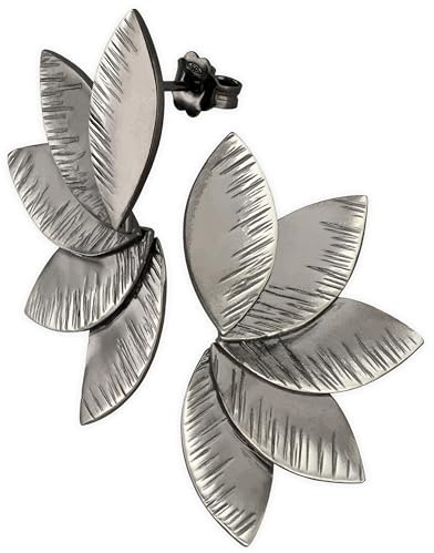 Große Boho Blatt Ohrstecker Ohrringe aus 925 Sterlingsilber - Statement Naturschmuck - Nickelfrei & Hypoallergen - Handmade by Emmanuela