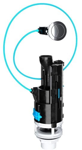 SPARES2GO Universal Dual Flush Toilet Valve 1.5 2 WC Cistern Push Button Kit (570mm Cable)