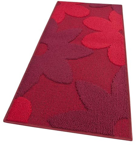 emmevi Tappeto Cucina 3D Fiore Tridimensionale Morbido Bordato Moderno Corsia Antiscivolo 57x230 Bordeaux