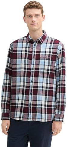 TOM TAILOR Herren Comfort Fit Hemd im Karomuster, 36680 - Purple Twill Check, XXL