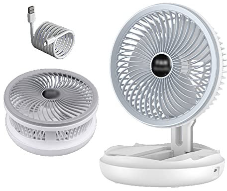 GUHPZA Foldable USB Desk Fan 300° Swivel Oscillate Mini Wall-mounted Fan with 4 Speed Adjustment Telescopic Pedestal Stand Floor Fan Portable Quiet Ceiling Fan - 7 * 3.7in (Green Grey normal)
